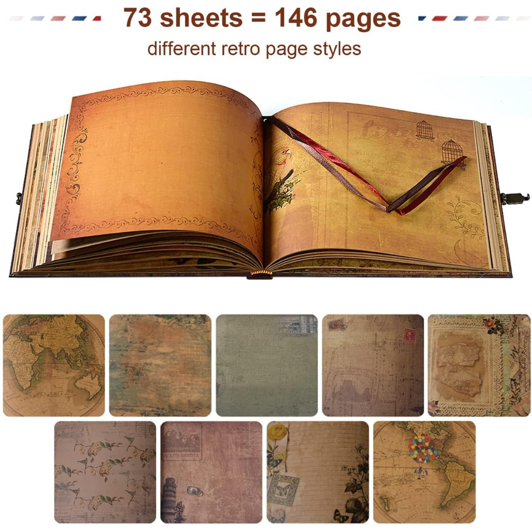 Vintage Memories Scrapbook Album 146 Handmade Kraft Pages